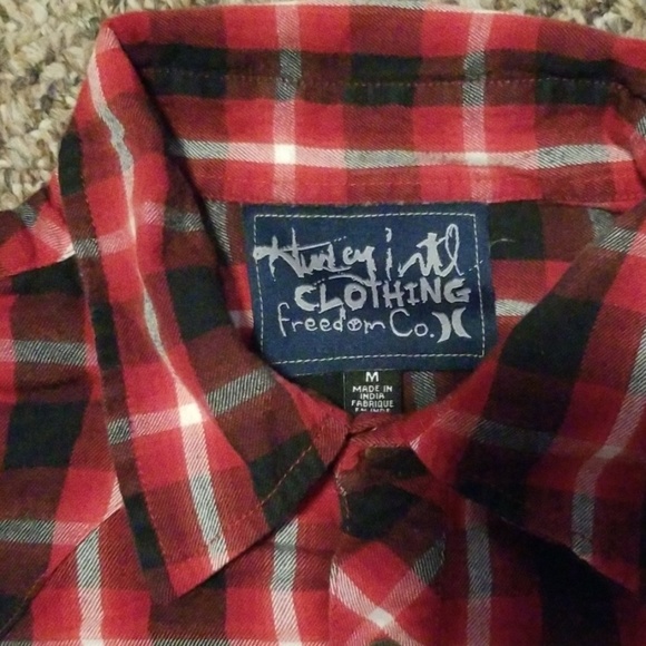 Mens Hurley long sleeve snap button shirt - Picture 3 of 4